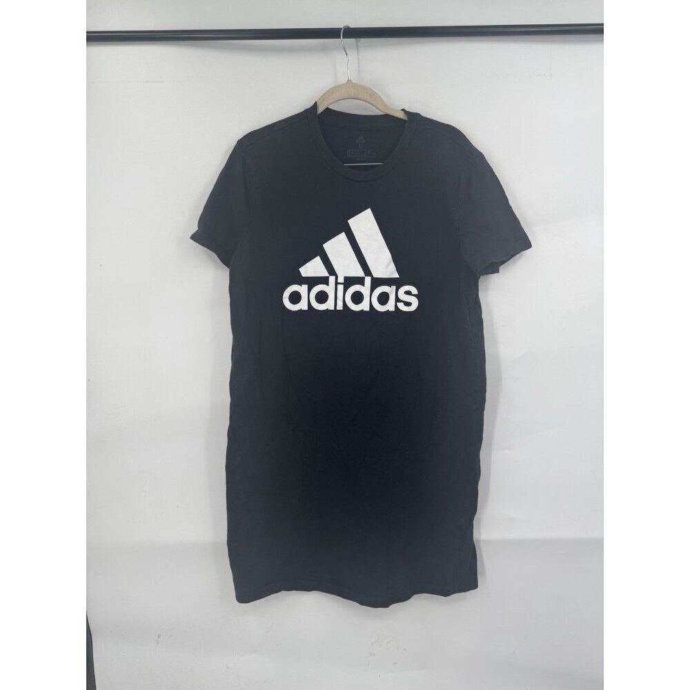 Adidas Logo Front Shirt Dress Women Medium Black Mini Athleisure Athletic Casual